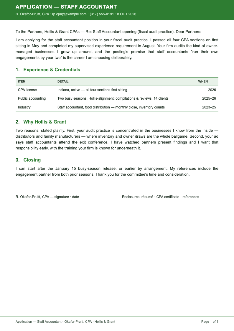 Financial statement application letter